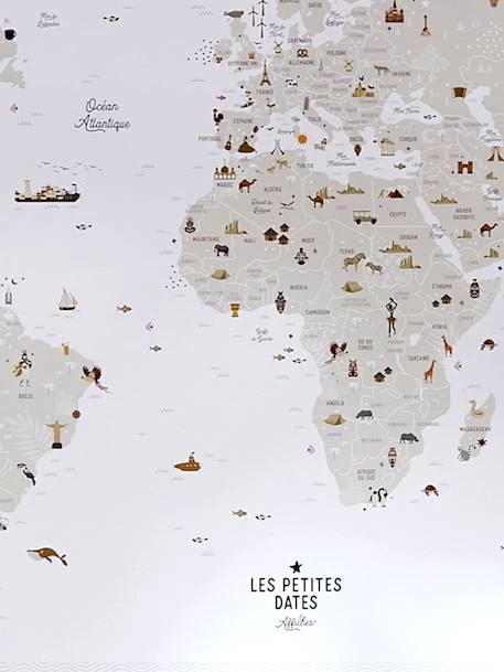 Affiche Carte Du Monde LES PETITES DATES Marron Imprimé - Les Petites Dates 4 Affiche Carte Du Monde LES PETITES DATES Marron Imprimé - Les Petites Dates – Image 4