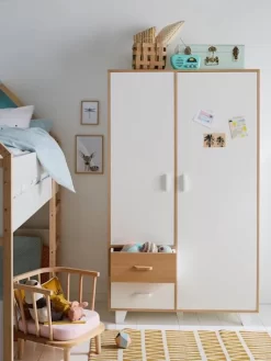 Armoire 2 Portes + 2 Tiroirs LIGNE HOPLA Blanc - Vertbaudet -Produit Pour Bébé armoire 2 portes 2 tiroirs ligne hopla 2