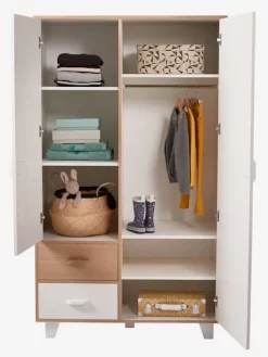 Armoire 2 Portes + 2 Tiroirs LIGNE HOPLA Blanc - Vertbaudet -Produit Pour Bébé armoire 2 portes 2 tiroirs ligne hopla 4