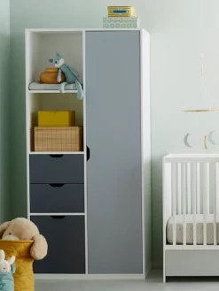 Armoire LIGNE PASSE-PASSE Blanc/gris - Vertbaudet -Produit Pour Bébé armoire ligne passe passe 4