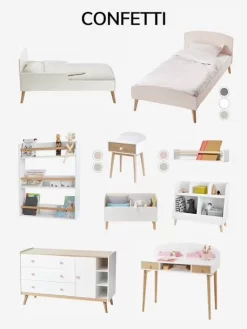 Berceau à Barreaux LIGNE CONFETTI Blanc/bois - Vertbaudet -Produit Pour Bébé berceau a barreaux ligne confetti 3