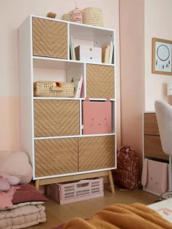 Bibliothèque LIGNE CHEVRONS Blanc/bois - Vertbaudet -Produit Pour Bébé bibliotheque ligne chevrons 2