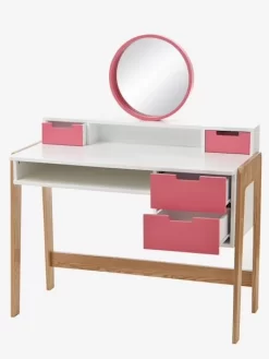 Bureau-coiffeuse Enfant COLORS BLOCS Blanc/rose/bois - Vertbaudet