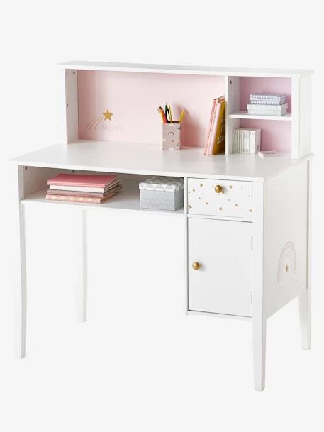 Bureau Enfant MAKE A WISH Blanc Clair Uni Avec Decor - Vertbaudet