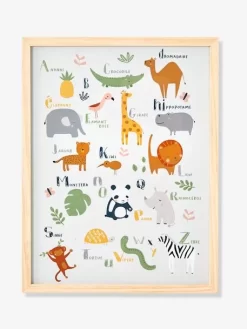 Cadre + Affiche Abécédaire Jungle Multicolore - Vertbaudet