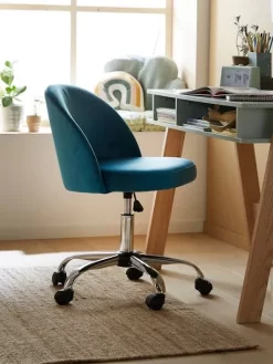 Chaise De Bureau à Roulettes Enfant En Velours Bleu/vert - Vertbaudet -Produit Pour Bébé chaise de bureau a roulettes enfant en velours 2