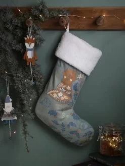 Chaussette De Noël Renard Scandinave Vert / Bleu - Vertbaudet