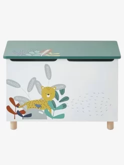 Coffre à Jouets Jungle Paradise Blanc / Vert - Vertbaudet -Produit Pour Bébé coffre a jouets jungle paradise 2