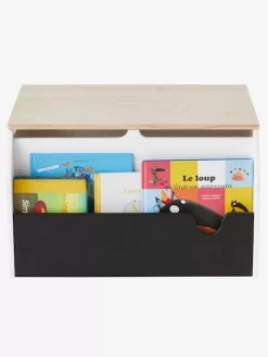 Coffre à Livres Et Jouets LIGNE SCHOOL Blanc - Bois - Ardoise - Vertbaudet -Produit Pour Bébé coffre a livres et jouets ligne school 3