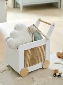 Coffre à Roulettes En Cannage Ecru - Vertbaudet -Produit Pour Bébé coffre a roulettes en cannage 2