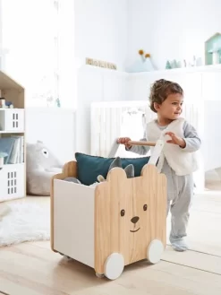 Coffre à Roulettes Ourson Blanc - Bois - Vertbaudet -Produit Pour Bébé coffre a roulettes ourson 4