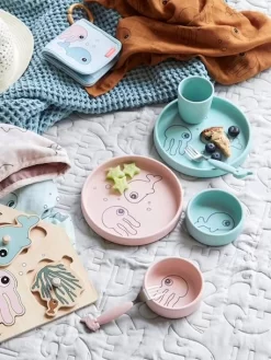 Coffret Repas 3 Pièces DONE BY DEER Sea Friends En Silicone Bleu - Done By Deer -Produit Pour Bébé coffret repas 3 pieces done by deer sea friends en silicone 5