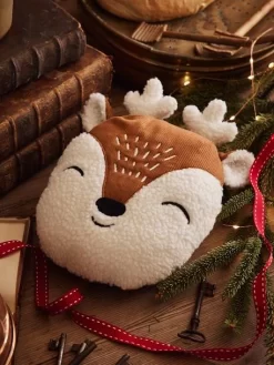 Coussin Cerf Sherpa Et Velours Côtelé Beige / Marron - Vertbaudet