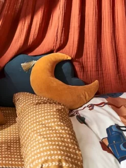 Coussin Lune En Velours EDEN INDIA Ocre - Vertbaudet -Produit Pour Bébé coussin lune en velours eden india 2