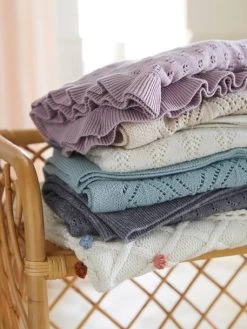 Couverture Pointelle En Coton Vert D'eau - Vertbaudet -Produit Pour Bébé couverture pointelle en coton 4