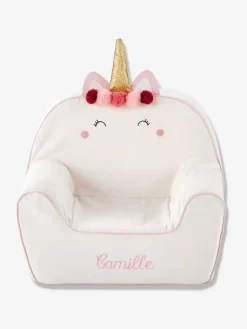 Fauteuil En Mousse Personnalisable Licorne Blanc - Vertbaudet -Produit Pour Bébé fauteuil en mousse personnalisable licorne 2