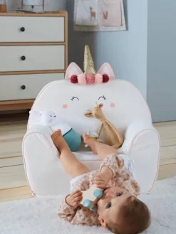 Fauteuil En Mousse Personnalisable Licorne Blanc - Vertbaudet -Produit Pour Bébé fauteuil en mousse personnalisable licorne 3