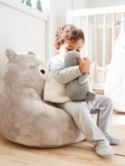 Fauteuil Ours Fausse Fourrure Gris Clair - Vertbaudet -Produit Pour Bébé fauteuil ours fausse fourrure 2