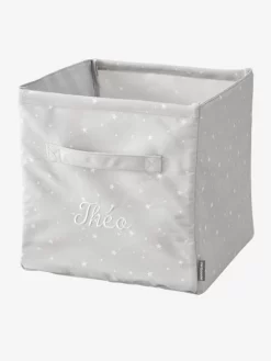 Grand Bac De Rangement En Tissu Personnalisable Gris - Vertbaudet