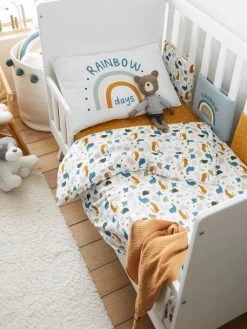 Housse De Couette Bébé MINI ZOO Blanc / Multicolore - Vertbaudet -Produit Pour Bébé housse de couette bebe mini zoo 3