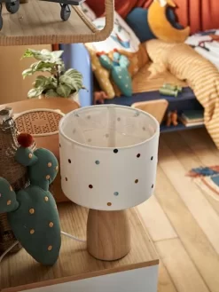 Lampe De Chevet Pois Brodés Beige / Multicolore - Vertbaudet -Produit Pour Bébé lampe de chevet pois brodes 3