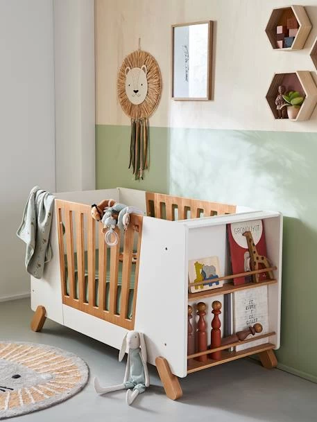 Lit Bébé Avec Barrière Amovible + Rangement Bibliothèque LIGNE PIROUETTE Blanc - Vertbaudet 1 Lit Bébé Avec Barrière Amovible + Rangement Bibliothèque LIGNE PIROUETTE Blanc - Vertbaudet