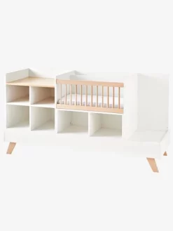 Lit Combiné 4 En 1 évolutif Avec Rangements Et Table à Langer COMBINID Blanc / Bois - Vertbaudet -Produit Pour Bébé lit combine 4 en 1 evolutif avec rangements et table a langer combinid 3