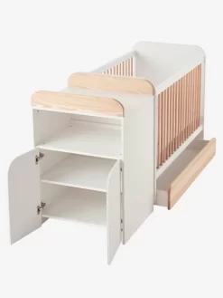 Lit Combiné évolutif Avec Rangements Et Table à Langer LIGNE ECLIPSE Blanc / Bois - Vertbaudet -Produit Pour Bébé lit combine evolutif avec rangements et table a langer ligne eclipse 2