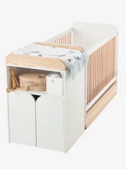 Lit Combiné évolutif Avec Rangements Et Table à Langer LIGNE ECLIPSE Blanc / Bois - Vertbaudet