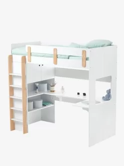 Lit Mezzanine Avec Bureau Et Rangement LIGNE EVEREST Kaki - Vertbaudet