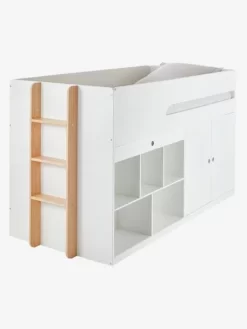 Lit Mi Hauteur Avec Bureau Coulissable Combiné CAMELEO Blanc Mate - Vertbaudet -Produit Pour Bébé lit mi hauteur avec bureau coulissable combine cameleo 4