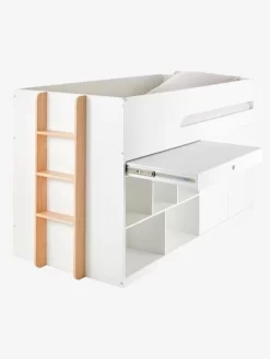 Lit Mi Hauteur Avec Bureau Coulissable Combiné CAMELEO Blanc Mate - Vertbaudet -Produit Pour Bébé lit mi hauteur avec bureau coulissable combine cameleo 5