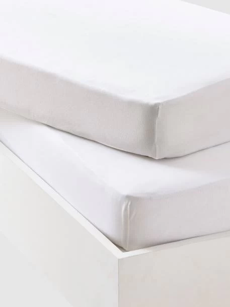 Lot De 2 Draps-housses Bébé En Jersey Uni Blanc Blanc - Vertbaudet 1 Lot De 2 Draps-housses Bébé En Jersey Uni Blanc Blanc - Vertbaudet