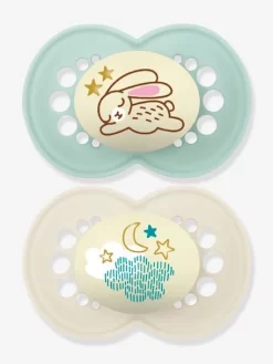 Lot De 2 Sucettes En Silicone MAM Nuit 18+ Vert + Bleu - Mam