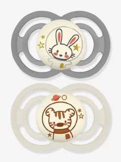 Lot De 2 Sucettes En Silicone MAM Perfect Nuit 18+ Gris + Beige - Mam