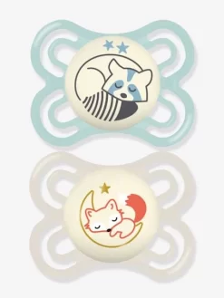 Lot De 2 Sucettes En Silicone MAM Perfect Nuit 2 à 6 Mois Vert + Beige - Mam