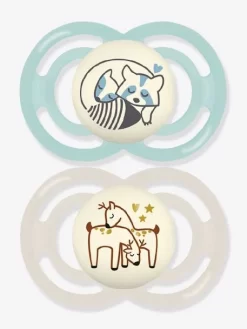 Lot De 2 Sucettes En Silicone MAM Perfect Nuit 6+ Vert + Beige - Mam