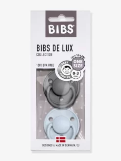Lot De 2 Sucettes-tétines BIBS De Lux En Silicone Gris Fer + Bleu Layette - Bibs