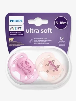 Lot De 2 Sucettes Ultra Douces 2e âge Philips AVENT Ecureuil/fleurs - Philips Avent -Produit Pour Bébé lot de 2 sucettes ultra douces 2e age philips avent 5