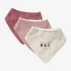 Lot De 3 Bavoirs Bandanas En Gaze De Coton / éponge Rose Grenier - Vertbaudet