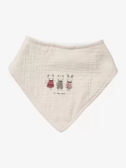 Lot De 3 Bavoirs Bandanas En Gaze De Coton / éponge Rose Grenier - Vertbaudet -Produit Pour Bébé lot de 3 bavoirs bandanas en gaze de coton eponge 2