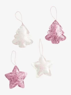 Lot De 4 Décorations De Noël Glitter Rose - Vertbaudet