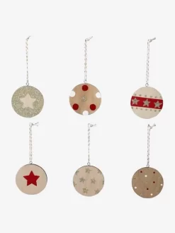 Lot De 6 Boules De Noël Plates En Bois Naturel - Vertbaudet -Produit Pour Bébé lot de 6 boules de noel plates en bois 2