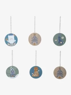 Lot De 6 Boules Plates De Noël Scandinave Bois - Vertbaudet -Produit Pour Bébé lot de 6 boules plates de noel scandinave 2