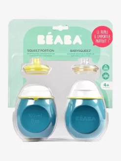 Lot De Gourdes Pour Compotes BEABA Babysqueez' 2 En 1 + Squeez'portion Blue - Beaba -Produit Pour Bébé lot de gourdes pour compotes beaba babysqueez 2 en 1 squeezportion 2
