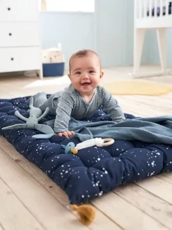 Matelas De Sol Avec Pompons Bleu Foncé - Vertbaudet -Produit Pour Bébé matelas de sol avec pompons 3