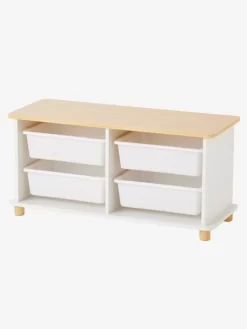 Meuble De Rangement + 4 Bacs LIGNE PTILOU Blanc/bois - Vertbaudet -Produit Pour Bébé meuble de rangement 4 bacs ligne ptilou 2