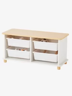 Meuble De Rangement + 4 Bacs LIGNE PTILOU Blanc/bois - Vertbaudet