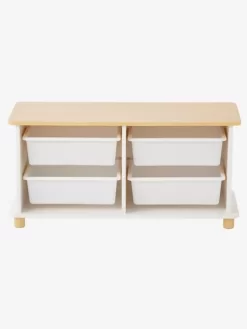Meuble De Rangement + 4 Bacs LIGNE PTILOU Blanc/bois - Vertbaudet -Produit Pour Bébé meuble de rangement 4 bacs ligne ptilou 3