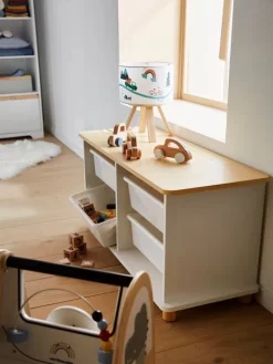 Meuble De Rangement + 4 Bacs LIGNE PTILOU Blanc/bois - Vertbaudet -Produit Pour Bébé meuble de rangement 4 bacs ligne ptilou 4